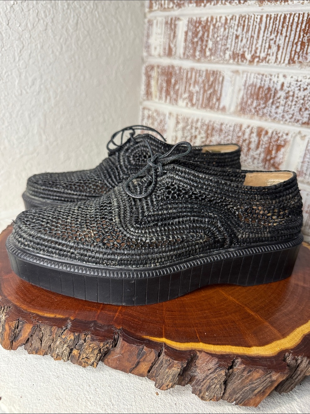 Robert Clergerie Raffia Platform Oxfords - Picture 2 of 11